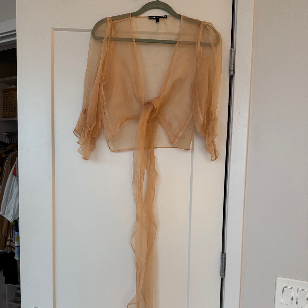 Charlotte Pringels Organza Wrap Top 100% Silk - Size 34